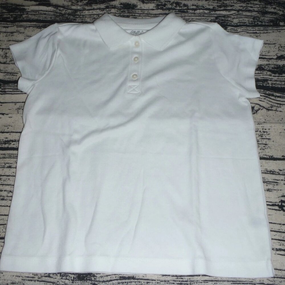 Gymboree White Polo Top Uniform School NWT Size 7 8 Short Sleeves